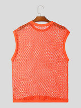 Mens Hollow Out Crew Neck Sleeveless Vest SKUK46354