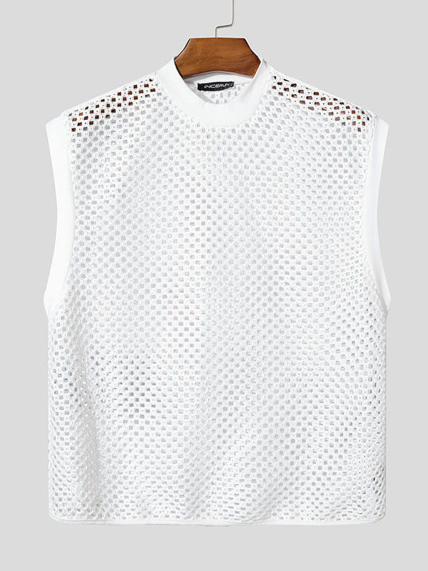 Mens Sheer Hollow-Out Sleeveless Tank SKUL03667