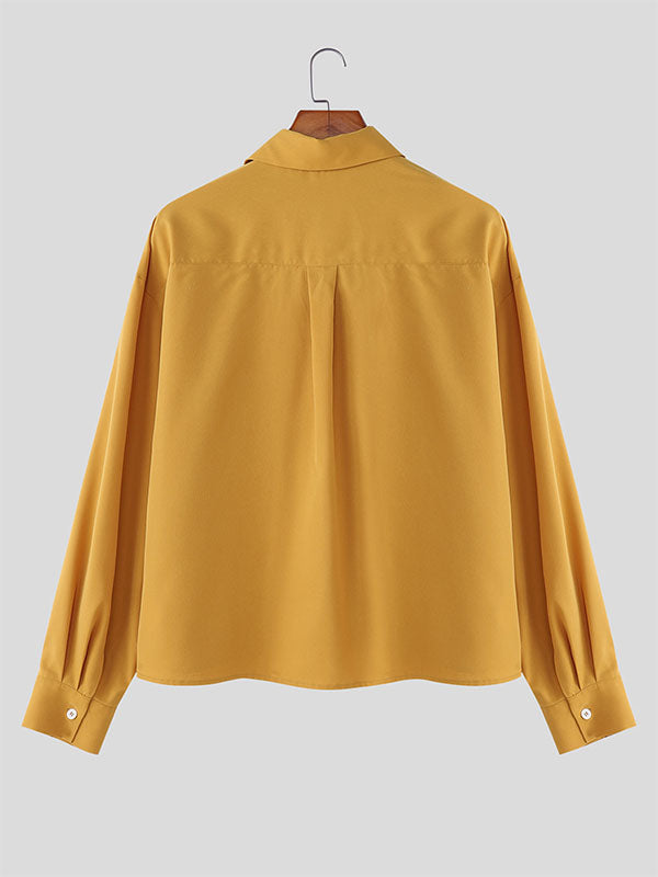 Men's Solid Color Casual Long Sleeve Shirt SKUL27345