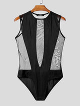 Mens Sheer Mesh Sleeveless Bodysuit SKUK89172