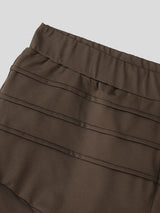 Men's Western Glute-Shaping Trend Multi-Tiered Horizontal Pleated Design Side Split Short SKUL63659