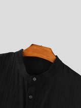 Men's Solid Color Textured Striped Long Sleeve Shirt SKUL31705