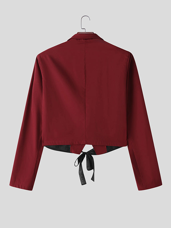 Mens Lace Patchwork Cut-Out Long Sleeve Blazer SKUK95671