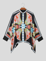 Mens Floral Print Batwing Long-Sleeve Shirt SKUK71145