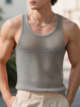 Mens Solid Color Sheer Mesh Casual Tank SKUL19141