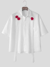 Mens 3D Rose Short Sleeve Shirt SKUL10805
