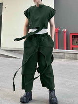 Men's Deconstructed Tie Cropped Two Pieces Outfit SKUL31940