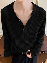 Men's Vintage Striped Textured Long Sleeve Shirt SKUL40159