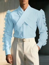 Men's Deconstructed Ruffle Long Sleeve Shirt SKUL42543