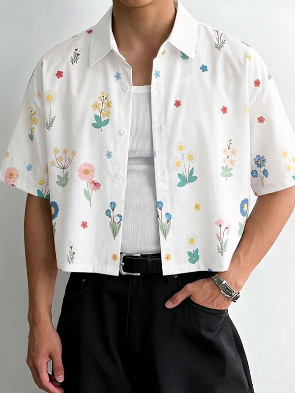 Men's Floral Print Short Sleeve Shirt SKUL51963