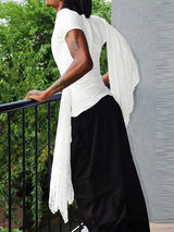 Men's Solid Color Lace Patchwork Knitted Short Sleeve T-shirt SKUL42802