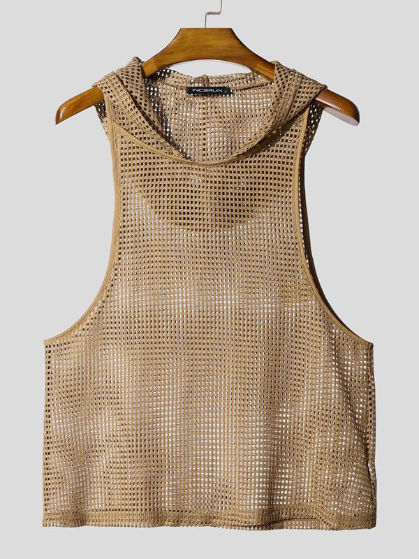 Men's Hollow Mesh Hooded Tank SKUL40274