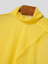 Men's Sheer Shawl Patchwork Long Sleeve T-shirt SKUL57164