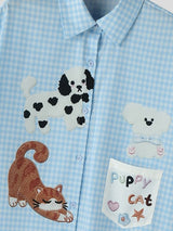 Men's Avant-Garde Playful Kidcore Gingham Patchwork Shirt SKUL59530