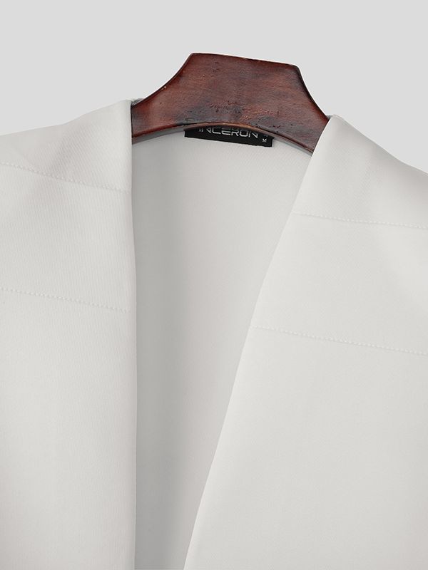 Men's Solid Color Padded Shoulder Cropped Long Sleeve Jacket SKUL41419