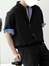 Men's Colorblock Casual Long Sleeve Shirt SKUL30490