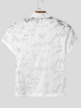 Men's Avant-Garde Semi-Sheer Floral Lace Mock Neck T-shirt SKUL58774