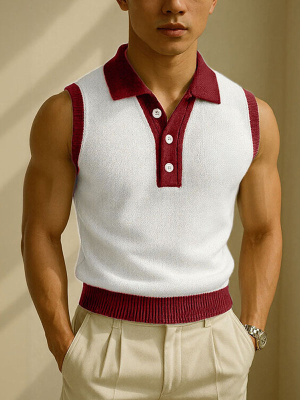 Mens Preppy Style Colorblock Casual Tank SKUL13331