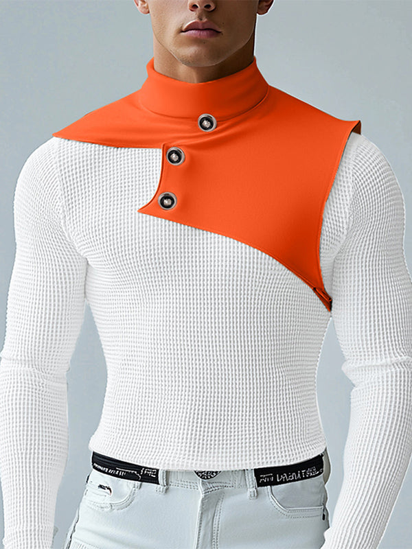 Mens Solid Color Mesh Patchwork Long Sleeve T-Shirt SKUK98893