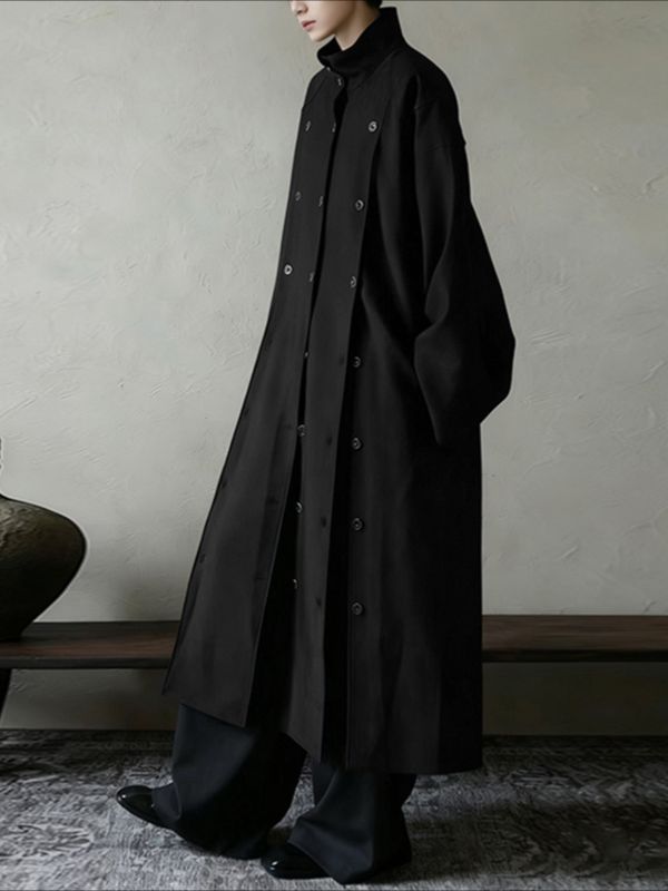 Men's Solid Color Button Long Hem Long Sleeve Shirt SKUL47949