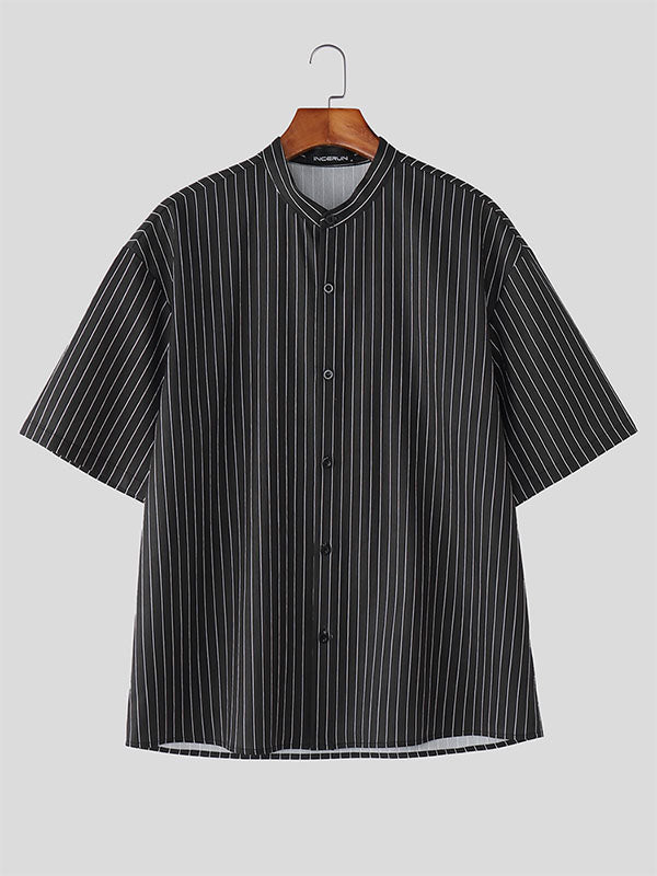 Mens Striped Casual Short Sleeve Shirt SKUL19129