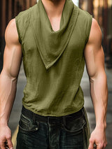 Men's Solid Color Cowl Neck Casual Tank SKUL13697