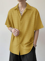 Mens Solid Color Textured Short Sleeve Shirt SKUL18000