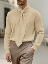 Men's Textured Tie Long Sleeve Shirt SKUL43664