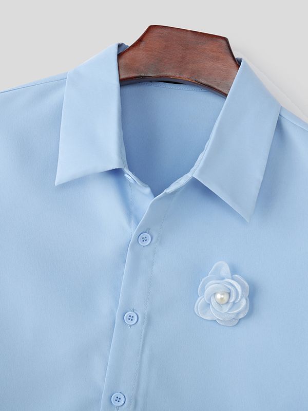 Men's 3D Floral Patchwork Long Sleeve Shirt SKUL47785