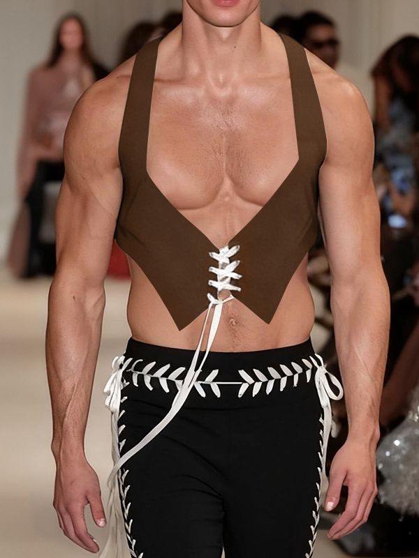 Men's Tie Contrast Color Street Style Waistcoat SKUL41263