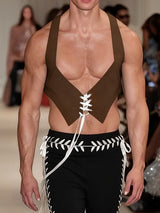 Men's Tie Contrast Color Street Style Waistcoat SKUL41263