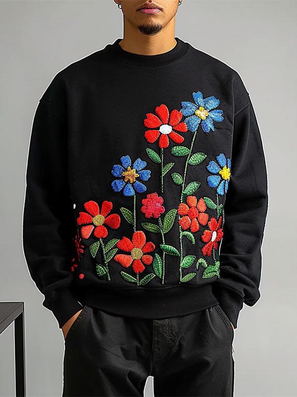 Mens Floral Print Long-Sleeve Hoodie SKUK76519