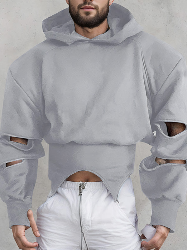 Mens Deconstructed Cropped Long-Sleeve Hoodie SKUK88245