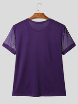 Mens Sheer Mesh Patchwork Short Sleeve T-Shirt SKUL10278