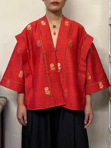 Men's Deconstructed Rose Print Half Sleeve Cardigan SKUL36314