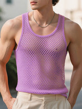 Mens Solid Color Sheer Mesh Casual Tank SKUL19141