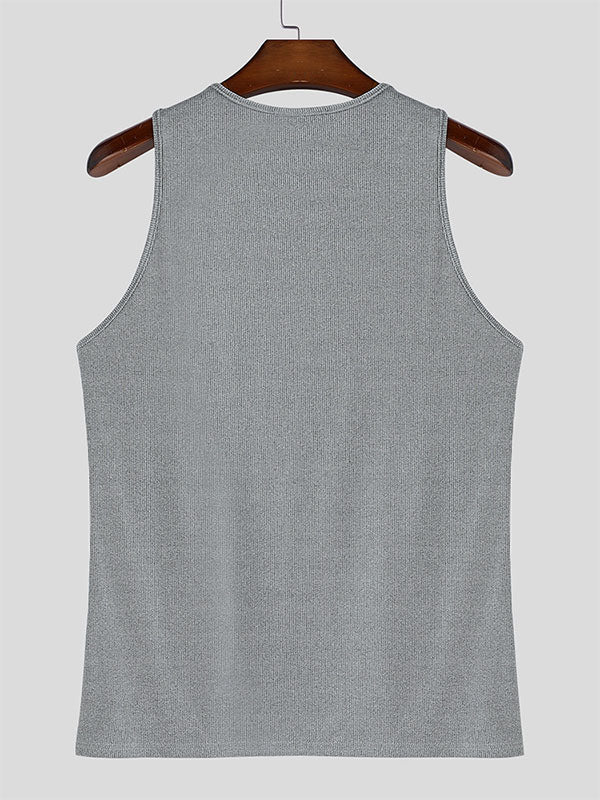 Men's Stud Patchwork Knit Texture Casual Tank SKUL24563