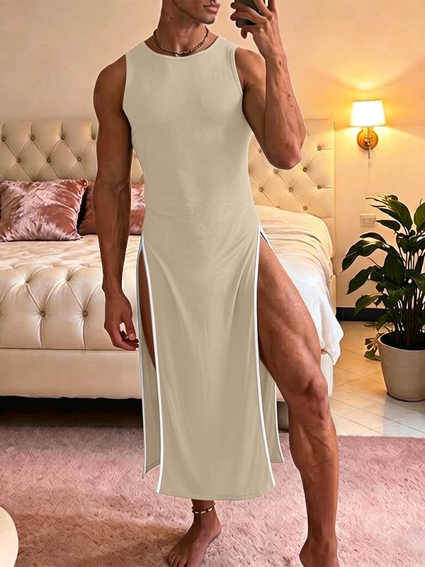 Men's Avant-garde Nightclub High Side Slits Trim Tank SKUL70303