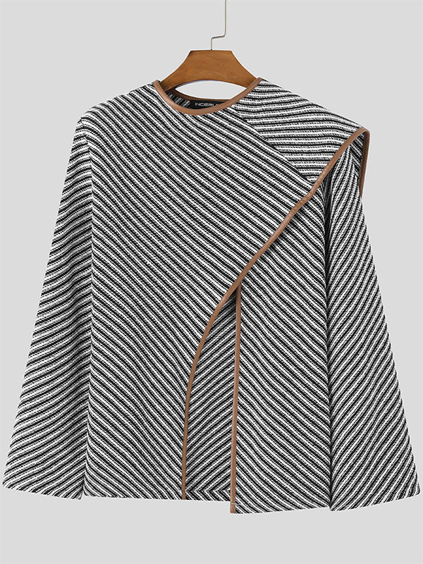 Mens Fashion Striped Long Sleeve Cloak SKUK77266