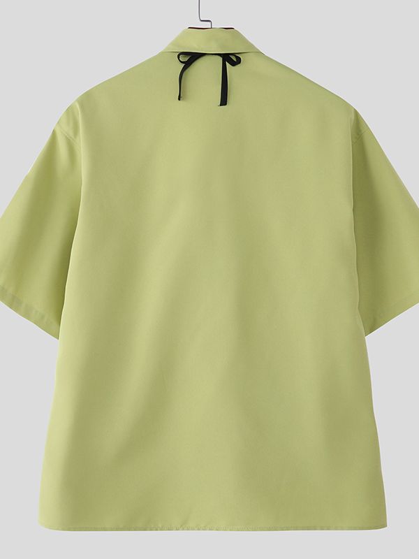 Men's Deconstructed 3D Floral Tie Short Sleeve Shirt SKUL36465