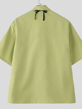 Men's Deconstructed 3D Floral Tie Short Sleeve Shirt SKUL36465