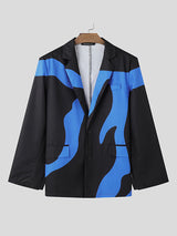 Mens Color-Block Patchwork Long-Sleeve Blazer SKUK78601