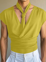 Mens Tie-Neck Halter V-Neck Tank SKUL08481