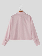 Men's Striped Tie Cropped Long Sleeve Shirt SKUL47902