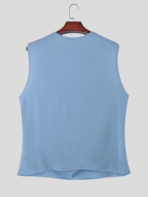 Men's High-End Party Asymmetrical Draped Cowl Neck Ring Shoulder Tank SKUL73687