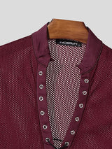 Men's Knit Mesh Drawstring Tie Stand Collar Tank SKUL48008