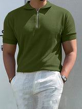 Mens Solid Quarter Zip Casual Golf Shirt SKUK11745