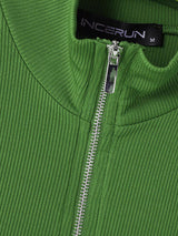 Mens Solid Color Zipper Textured Tank SKUL03646