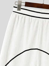 Men's Urban Streetwear City Walk Contrast Curved Piping Ribbed Harem Pant SKUL85507
