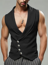 Men's Solid Color Casual Button Sleeveless Waistcoat SKUL54636